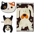 Square Rugs With Cute Cat Panda Dog Shaped Colorful Patterns For Home Decor