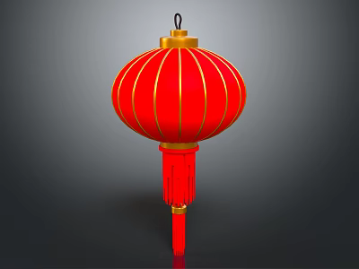 Traditional Red Decorative Lantern Furniture With Gold Accents And Hanging Tassel Design 3d model