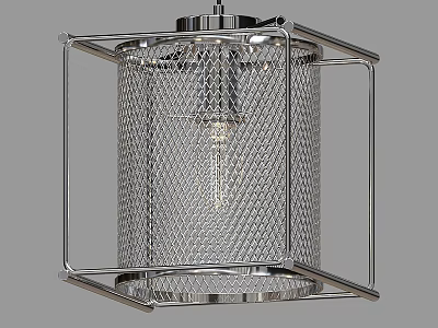 Modern Square Chandelier with Chrome Metal Frame and Mesh Shade for Contemporary Interior 3d model