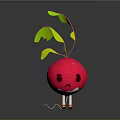 Cartoon Red Round Beetroot With Green Yellow Leaves And Anthropomorphic Features