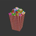 Delicious Fresh Popcorn Snack in Red and White Striped Paper Bucket
