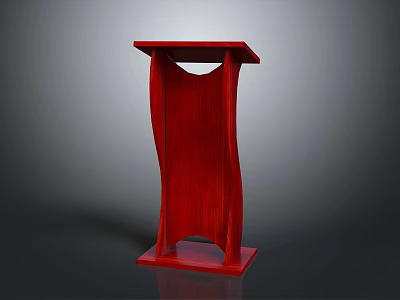 Modern Red Functional Desk With Square Top And Stylish Wavy Legs Design 3d model