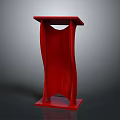 Modern Red Functional Desk With Square Top And Stylish Wavy Legs Design 3d model