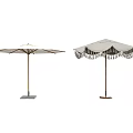 Modern Outdoor Sunshade Designs with Fringe Trim and Different Base Structures