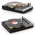Stylish Retro Vinyl Record Player With Black Gold Turntable Striped Panel And FIFINE Audio Brand
