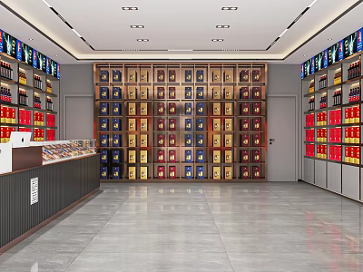Modern Liquor and Tobacco Shop With Spacious Interior And Well Stocked Shelves 3d model