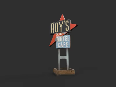 Roy's Motel Building With Star Shaped Sign And Cafe Signage Design 3d model