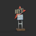 Roy's Motel Building With Star Shaped Sign And Cafe Signage Design