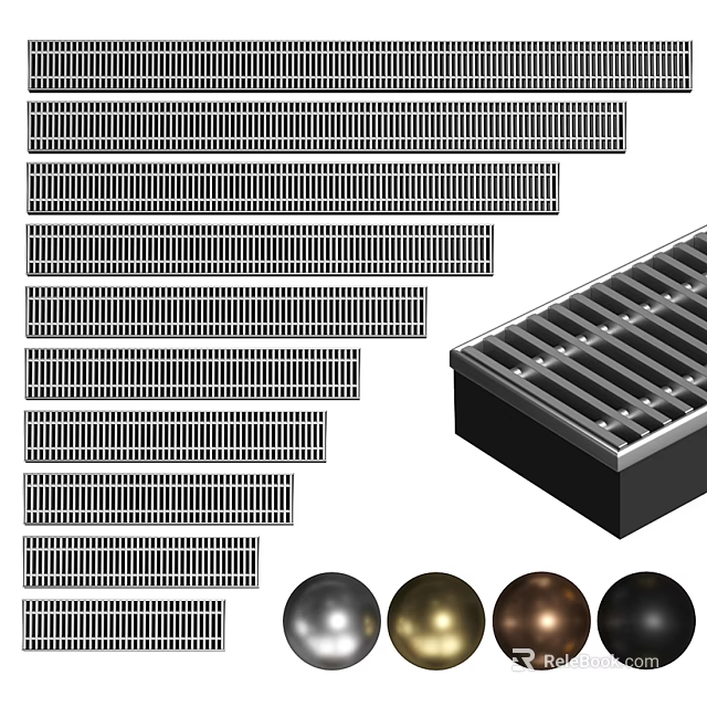 Modern Air Conditioner Vents With Various Grille Designs And Metal Finishes 3d model 