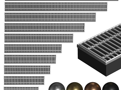 Modern Air Conditioner Vents With Various Grille Designs And Metal Finishes 3d model