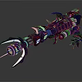 Purple Mechanical Sci Fi Weapon With Spikes Gears And Wing Like Structures 3d model