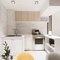 Modern Apartment Open Kitchen Interior Design With Island Counter And Appliances
