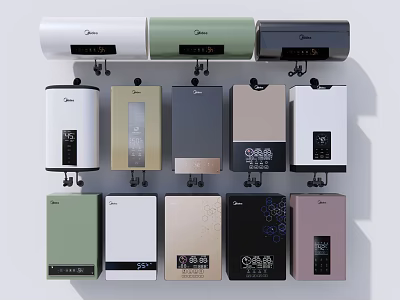 Modern Wall Mounted Water Heaters And Purifiers With Various Colors And Styles For Home Use 3d model
