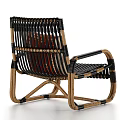 Rattan Rocking Leisure Chair with Neutral Cushion and Geometric Pattern Design