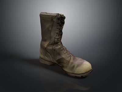 Vintage Worn Leather Military Work Boots With Laces For Practical Daily Use 3d model