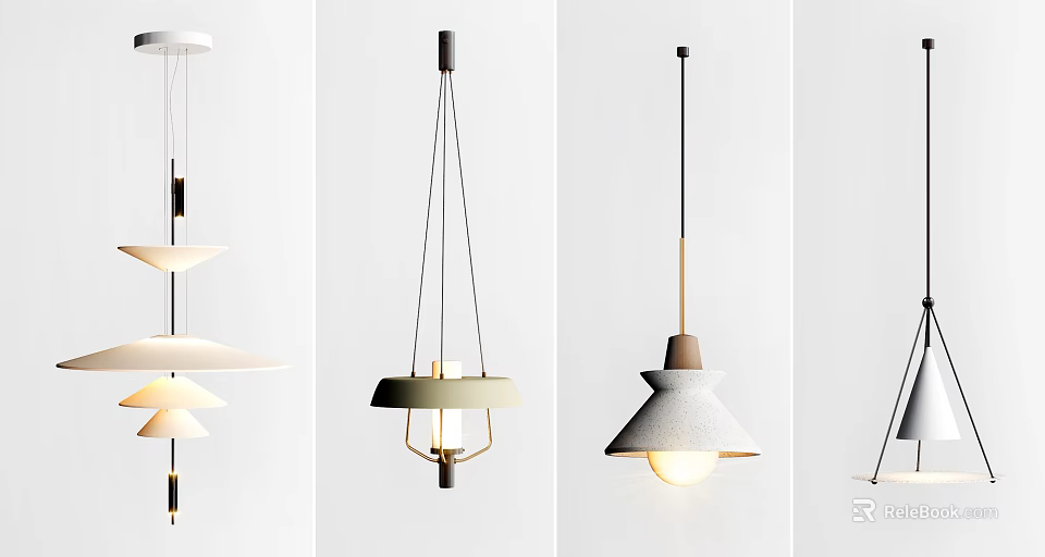 Modern Pendant Lights with Various Contemporary Designs and Sleek Minimalist Styles 3d model 