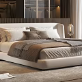 Modern Bedroom Interior Design With King Size Bed Floor-to-ceiling Window And Wardrobe