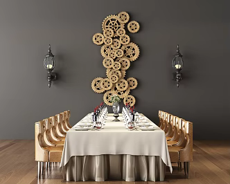 Jane European Dining Table and Chair Combination 3d model