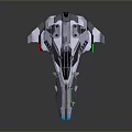 Futuristic Spaceship 3D Model With Sleek Gray Body Green Blue Accent Lights And Aerodynamic Design
