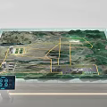 Commercial Equipment Large Map Model Display Platform With Yellow Lines Building Markers And Control Panel 3d model