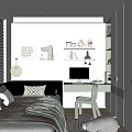 Tatami Bedroom Interior With Natural Light Window Blinds Desk Chair And Storage Shelves
