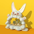 Cute Rabbit Shaped Photo Spot With Yellow Background Arch Structure Small Trees And Pink Paws