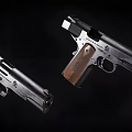 Classic Handguns Featuring Polished Metal Bodies And Wooden Grips Vintage Design