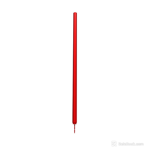 Red Long Slender Vertical Object With Smooth Surface And Simple Design 3d model 