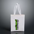 White Tote Bag With Green LOVE Graphic Artistic Design For Daily Life Use