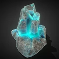 Decorative Ornament Set Featuring Crystal Clusters Rock Base and Blue Glowing Light 3d model