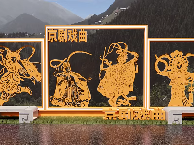 Peking Opera Themed Ornaments For Outdoor Decoration 3d model