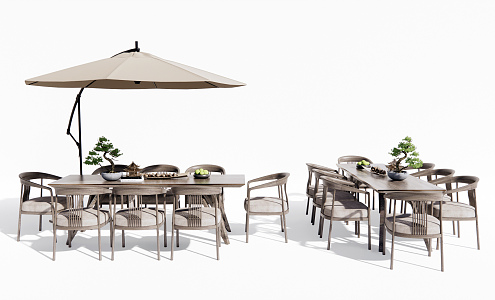 New Chinese Style Outdoor Table and Chair Outdoor Leisure Table and Chair 3d model