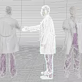 Male Doctor In White Coat And Purple Pants With Stethoscope And ID Badge