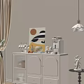 White Modern Entryway Cabinet Sideboard With Glass Door Drawers And Decorative Items