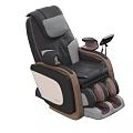 Ergonomic Black Leather Massage Chair With Brown Wooden Armrest And Footrest Control Panel