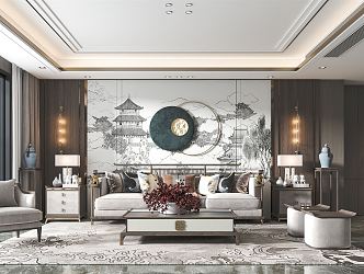 New Chinese Living Room 3d model