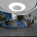 Advanced Control Room With Circular Console Large Screens And Data Displays 3d model