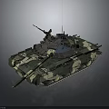 Military Tank With Camouflage Paint Turret Gun Barrel And Track System