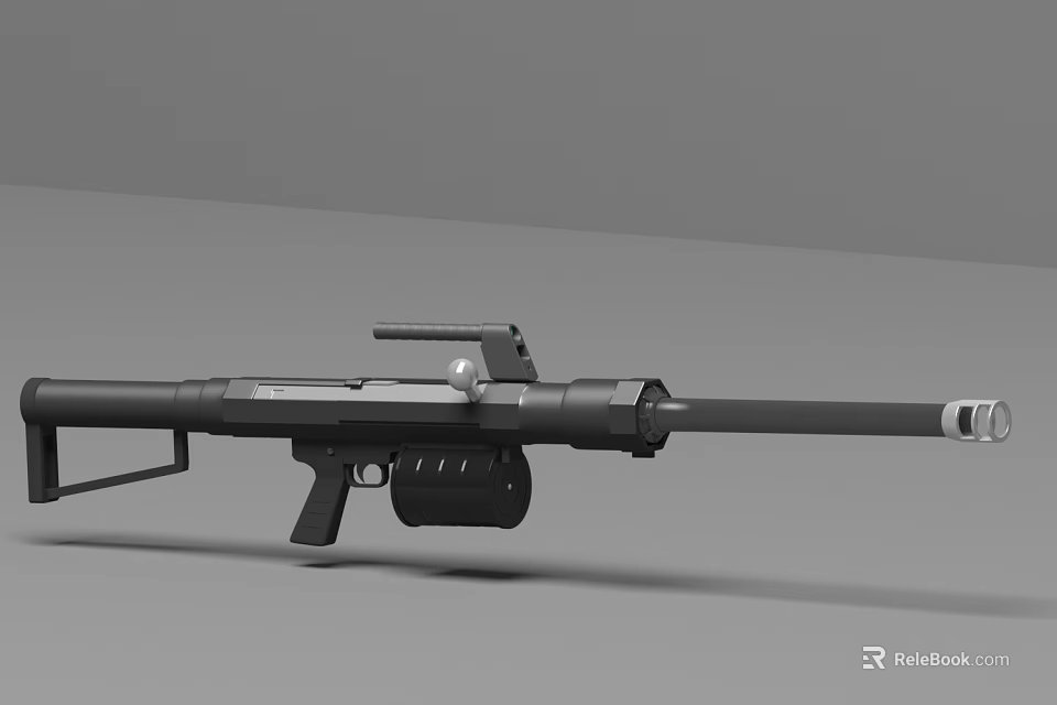 Modern Tactical Rifle With Black Body Long Barrel And Scope Design Features 3d model 