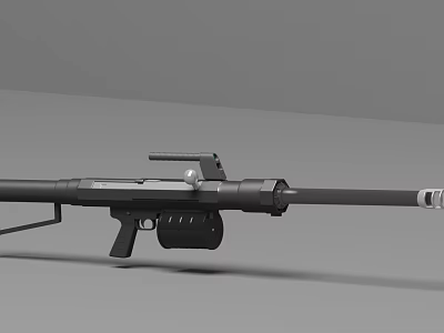 Modern Tactical Rifle With Black Body Long Barrel And Scope Design Features 3d model