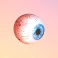 Man with Blue Eyeball and Pupil on Orange Yellow Gradient Background 3d model