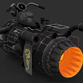 Futuristic Black Motorcycle With Jet Engine Orange Exhaust And Mechanical Details