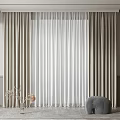 Modern Double Layer Curtains In Living Room With Sheer Panels And Neutral Decor