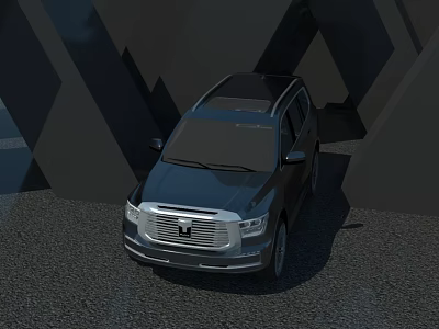 Modern Black SUV Car Featuring Sleek Front Grille And Geometric Background 3d model