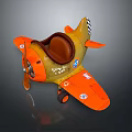 Colorful Kids Toy Airplane With Orange Yellow Body Brown Seat Propeller And Wheels