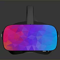 Black VR Headset With Colorful Gradient Lens And Area Brand For Virtual Reality Experience