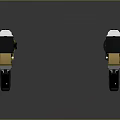 Two Futuristic Pistols With Gold And Silver Accents And Reflective Surface