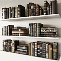 Classic Hardcover Book Collection On White Shelves With Varied Designs