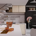 Elegant Modern Apartment Living Room With Curved Sofa Round Coffee Table Terrazzo Floor And Bar