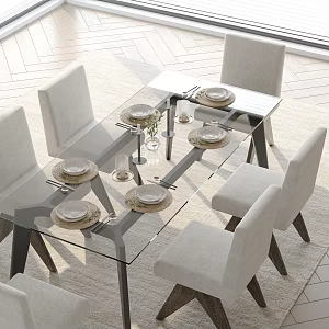 Dining table and chair combination 3d model
